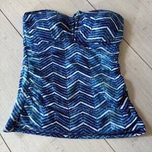 Lauren Ralph Lauren Swimwear Women 6 Blue Tankini Geo Tie-Dye Shirred NWT
